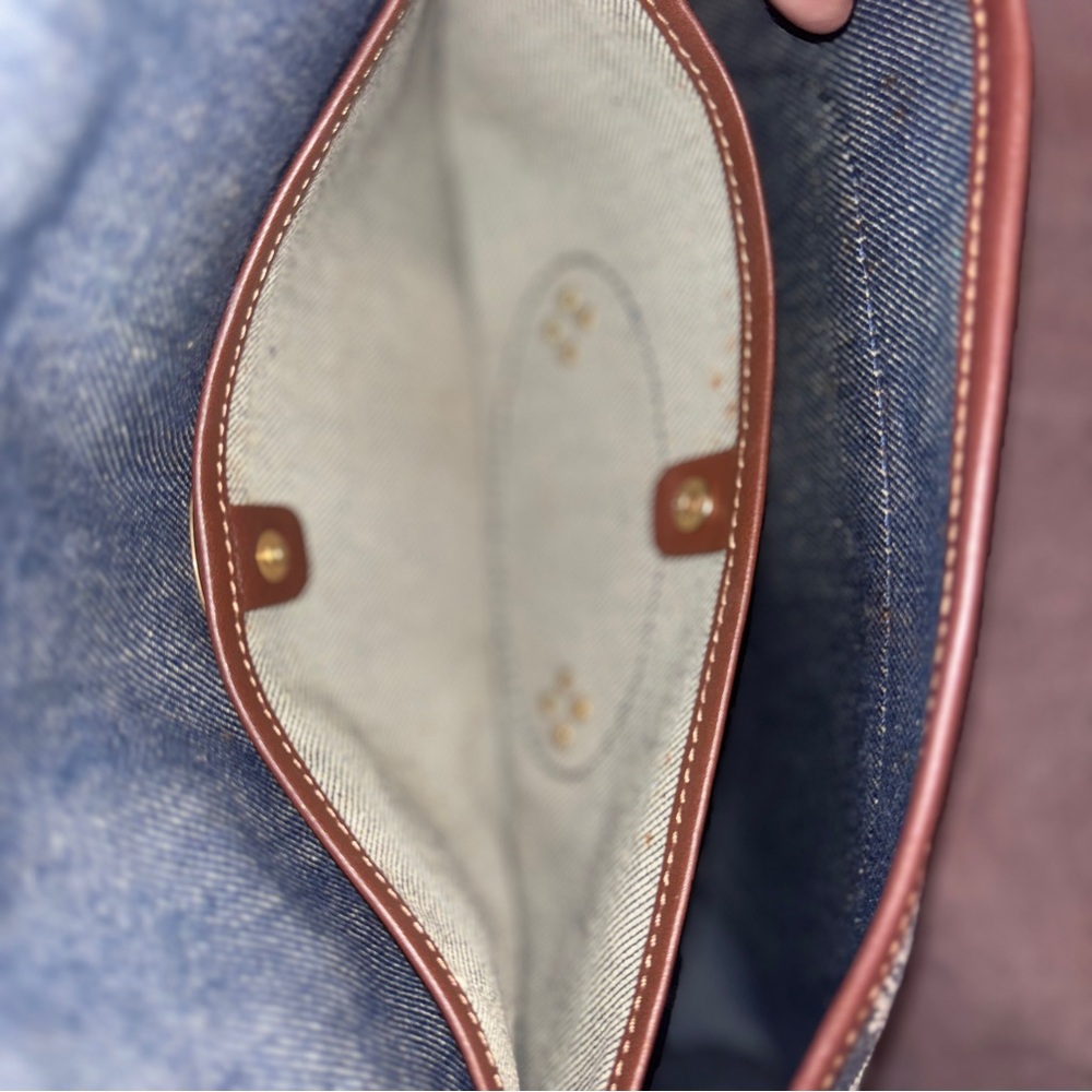 Celine Denim and Brown leather Studded Shoulder Bag - Picture 13 of 16